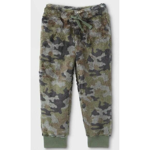 Cat & Jack Sherpa Jogger Pull-On Pants Camo Green Toddler Boys 2T - Picture 1 of 5